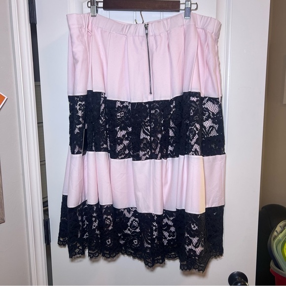NWT Eloquii Pink Black Lace Overlay A-line Lined Tiered Skirt 20W - Picture 5 of 11